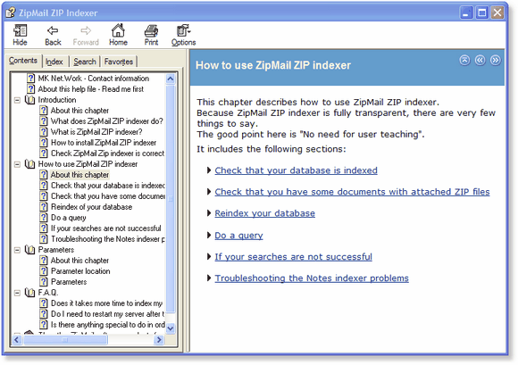 ZipMail Zip Indexer for Lotus Notes - Help File